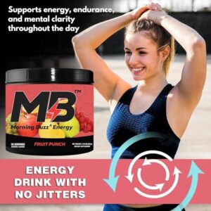 Morning Buzz Energy Powder Drink - Energy Boost Drink Mix - Sugar-Free Energy with Antioxidants - Morning Kickstart and Sports Nutrition Endurance Product - 30 Servings, Fruit Punch, 8 Ounces