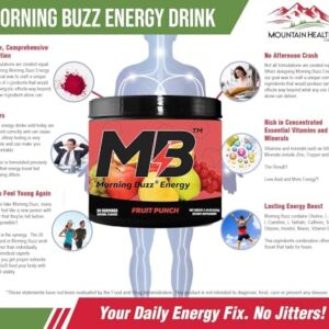 Morning Buzz Energy Powder Drink - Energy Boost Drink Mix - Sugar-Free Energy with Antioxidants - Morning Kickstart and Sports Nutrition Endurance Product - 30 Servings, Fruit Punch, 8 Ounces