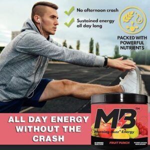 Morning Buzz Energy Powder Drink - Energy Boost Drink Mix - Sugar-Free Energy with Antioxidants - Morning Kickstart and Sports Nutrition Endurance Product - 30 Servings, Fruit Punch, 8 Ounces