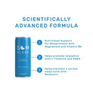 Som Sleep, The Original Sleep Support Formula w/Melatonin, Magnesium, Vitamin B6, L-Theanine & GABA – Vegan, Functional Nighttime Drink – Sleep Aid Supplement – Zero Sugar Berry, 8.1 Fl Oz, 12-Pack