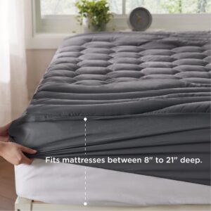 Bedsure Queen Size Mattress Pad - Soft Mattress Cover Padded, Quilted Fitted Mattress Protector with 8-21" Deep Pocket, Breathable Fluffy Pillow Top, Grey, 60x80 Inches