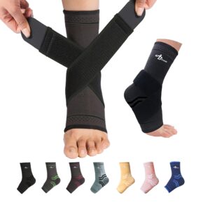 jupiter foot sleeve (pair) with compression wrap, ankle brace for arch, ankle support, football, basketball, volleyball, running, for sprained foot, tendonitis, plantar fasciitis…
