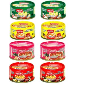 maesri variety curry paste 8pk (2) green, (2) red, (2) masaman, & (2) panang curry sauce (pack of 8)