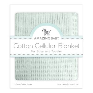 amazing baby cellular blanket, premium cotton knit, ultra soft, breathable, cozy gift for baby boys and girls, favorite toddler blanket, 44 x 44 inches (112 x 112 cm), soft seacrystal