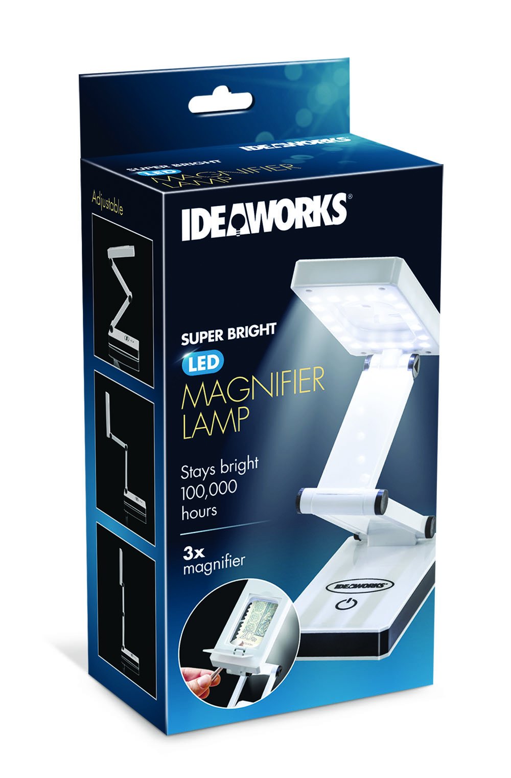 IdeaWorks JR7911 LED Desk Lamp, White with Magnifying Glass