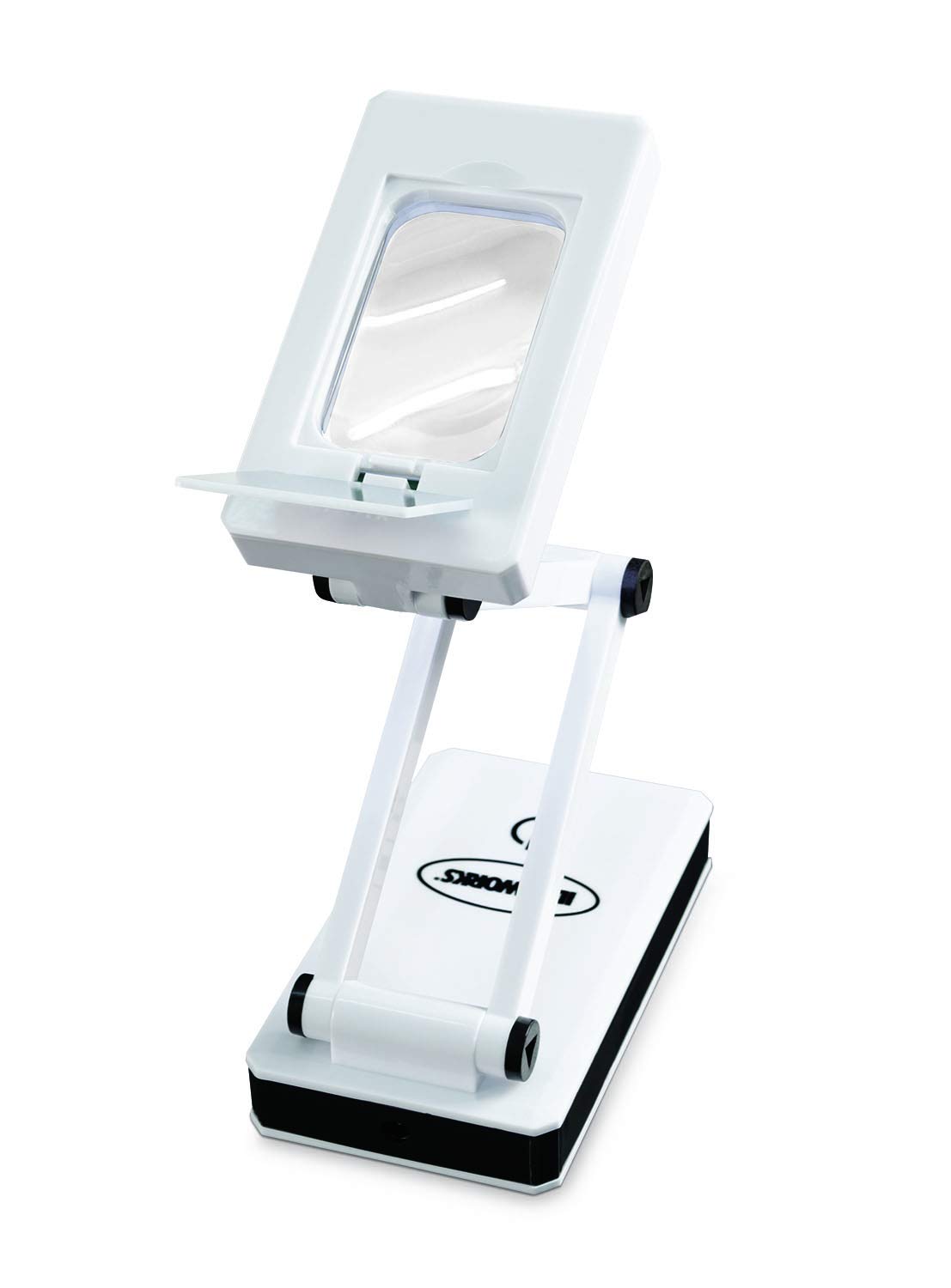 IdeaWorks JR7911 LED Desk Lamp, White with Magnifying Glass