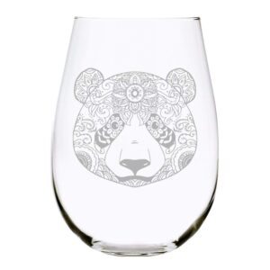 c m panda 17oz. lead free crystal stemless wine glass