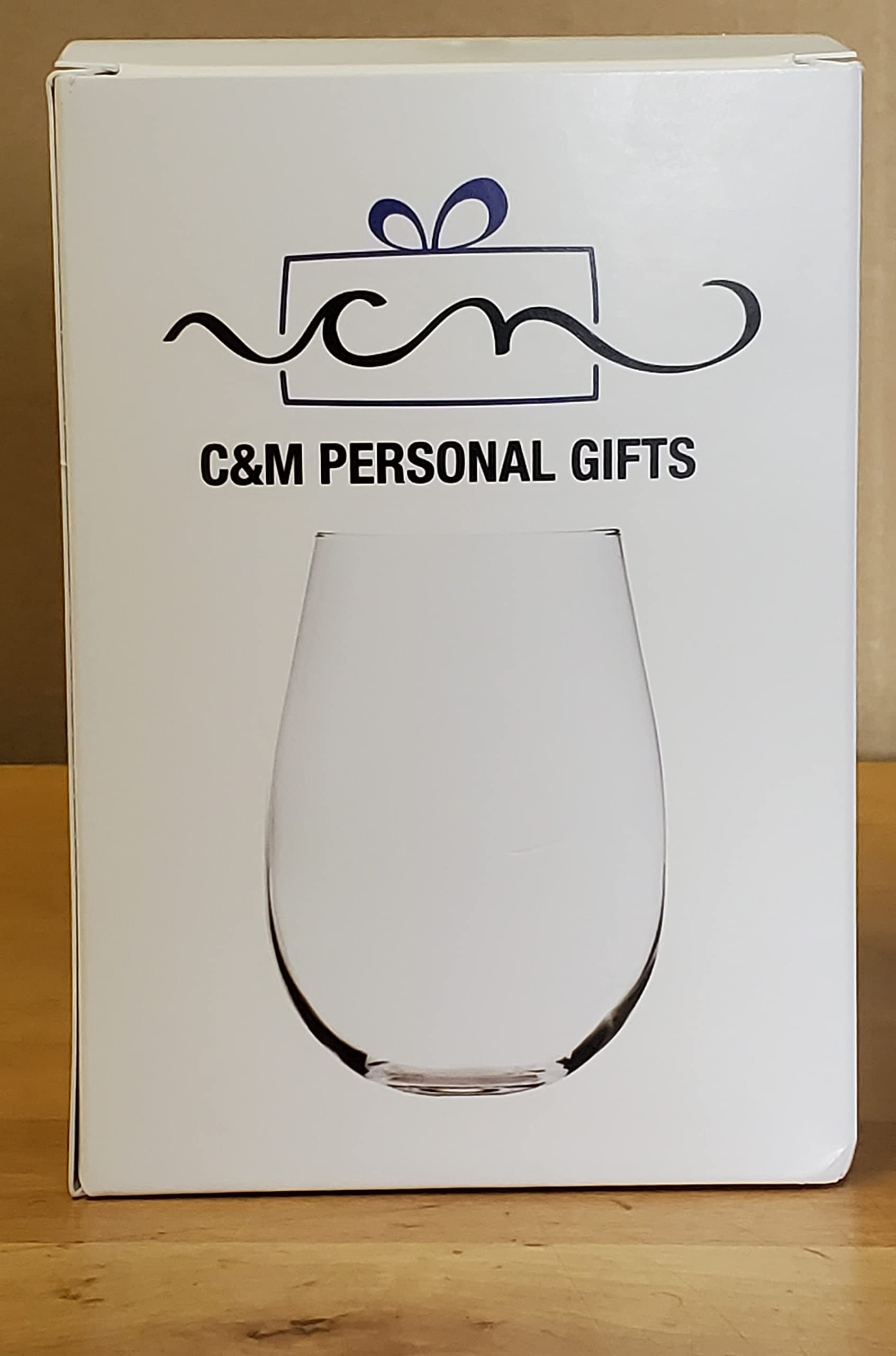 C M Panda 17oz. Lead Free Crystal stemless wine glass