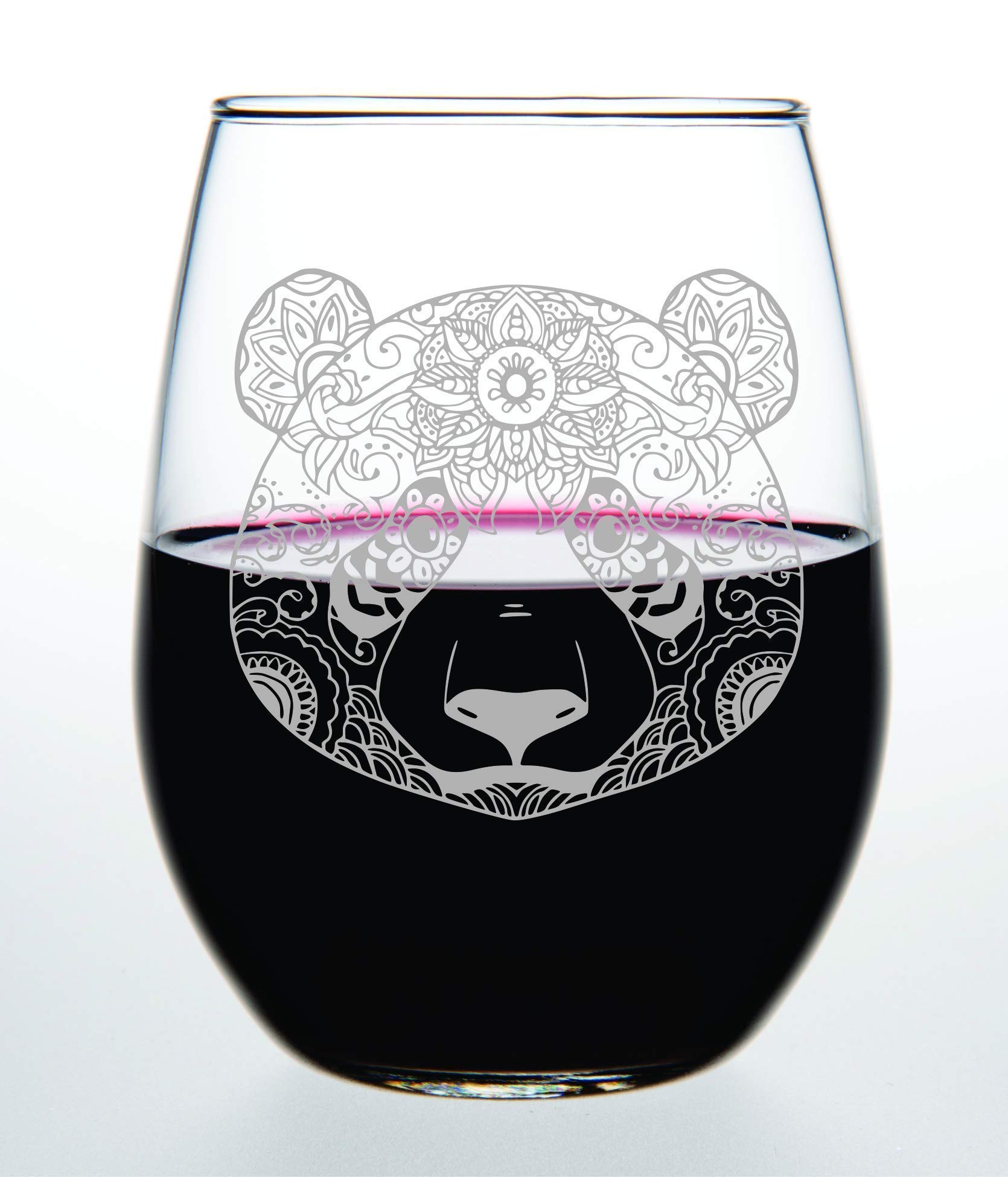 C M Panda 17oz. Lead Free Crystal stemless wine glass