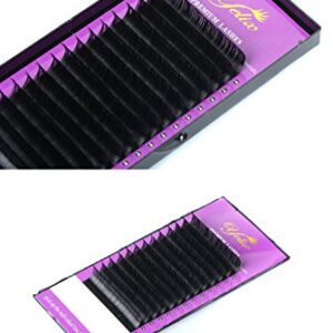 Black False Eyelashes Extensions Makeup Mink Eyelash Single Length Fake Individual Eye Lash 100% Handmade for Professional Use (D Curl 0.05mm Thickness 14mm Length)