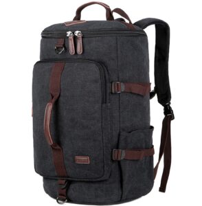 baosha canvas weekender travel duffel backpack hybrid hiking rucksack laptop backpack for outdoor sports gym hb-26(black)