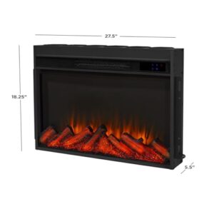 Real Flame Crawford Slim Indoor Electric Fireplace, Grey, Free-Standing with Real Wood Mantel Finish - 6 Flame Colors, Adjustable Thermostat, 120V, 1400W, 5100 BTUs