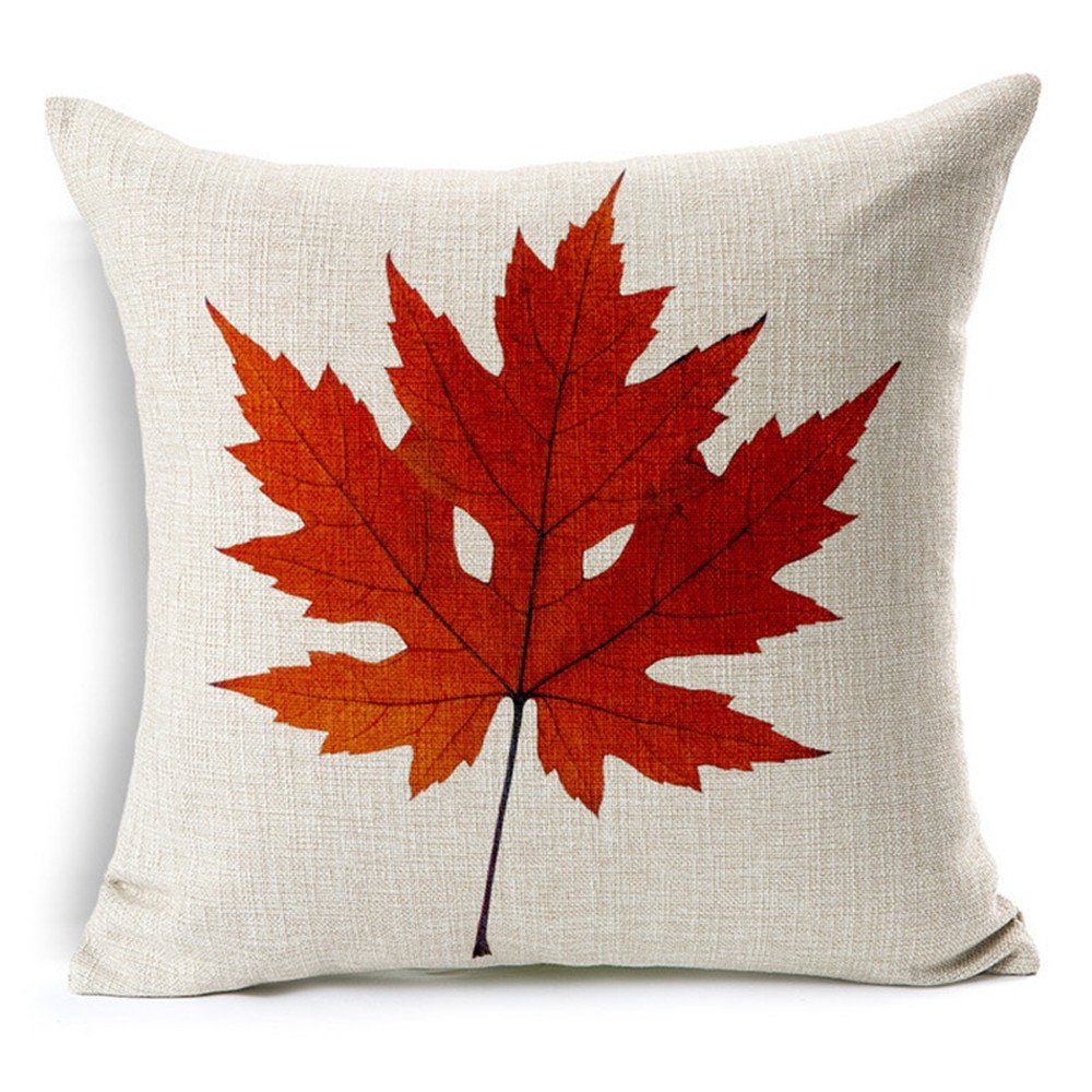 All Smiles Fall Throw Pillow Covers 18x18 Set of 4 Decorative Thanksgiving Autumn Kitchen Home Decor Cushion for Porch Couch,Outside Outdoor Harvest Decorations Maple Leaves