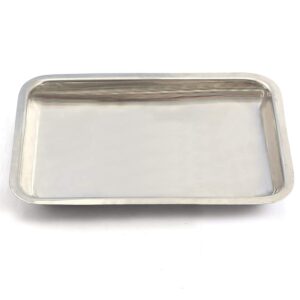 ddp vanity organizer tray for hand towels, makeup, beauty products - brushed stainless steel - 6.5" 10" x 1"
