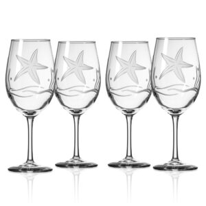 rolf glass starfish white wine glass, 4 count (pack of 1), clear