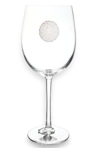 the queens' jewels golf ball jeweled stemmed wine glass, 21 oz. - unique gift for women, birthday, cute, fun, not painted, decorated, bling, bedazzled, rhinestone