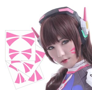 ow dva cosplay face temporary tattoos - 2 sizes - 3 sets - made in usa