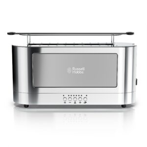 Russell Hobbs TRL9300GYR 2-Slice Glass Accent Long Toaster, Silver & Stainless Steel