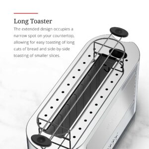 Russell Hobbs TRL9300GYR 2-Slice Glass Accent Long Toaster, Silver & Stainless Steel