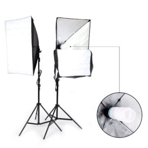 Kshioe Photography Softbox Lighting Kit, YouTube Starter Kit, Photo Equipment Soft Studio Light with Light Stands and Convenient Carry Bag (with 2 softbox Light)