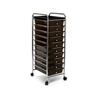 seville classics 10-drawer multipurpose mobile rolling utility storage organizer with tray cart, translucent black
