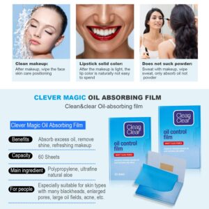 Oil Control Film Replacment for Clean & Clear Oil-Absorbing Sheets,2 Pack(total 120sheets)Oil Blotting Sheets For Face,9%Larger Makeup Friendly High-performance Handy Face Blotting Paper for Oily Skin