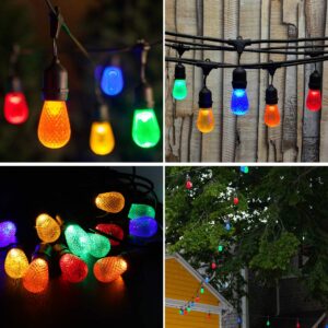 BRIMAX S14 Colored LED Bulbs Plastic for Christmas Outdoor String Lights Replacement, Shatterproof, E26 Base Multi Color Red/Orange/Blue/Green/Yellow, Halloween Decorative Bulb 15pack