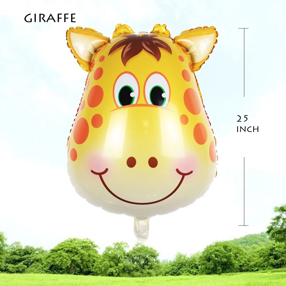 Jungle Safari Birthday Party Decorations - 6 Pack Giant Safari Animal Balloons for Boy Kids Safari Jungle Baby Shower Wild One Birthday Zoo Party Decorations