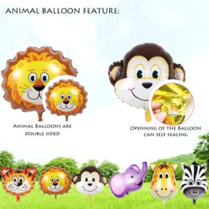 Jungle Safari Birthday Party Decorations - 6 Pack Giant Safari Animal Balloons for Boy Kids Safari Jungle Baby Shower Wild One Birthday Zoo Party Decorations