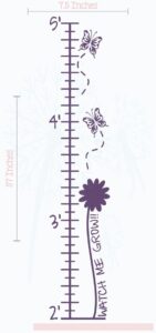 butterflies and flowers growth chart vinyl decals girls decor stickers 7.5x37-inch plum