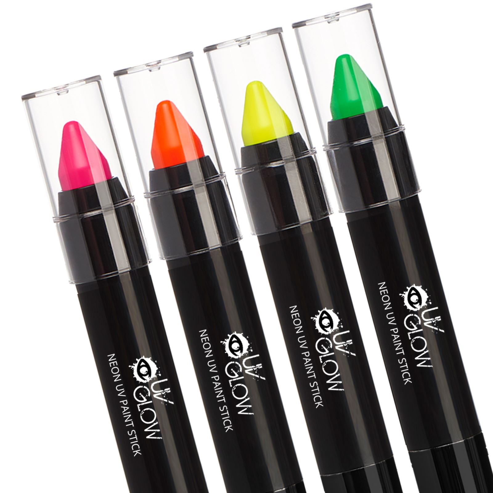 UV Glow - Neon UV Paint Stick/Face & Body Crayon - Genuine and original UV Glow product - glows brightly under Blacklights! (Set of 4)