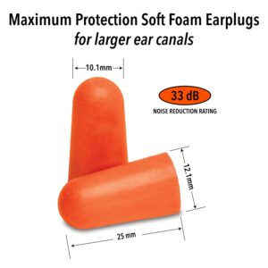 Mack’s Maximum Protection Soft Foam Earplugs – 10 Pair, 33 dB Highest NRR – Comfortable Ear Plugs for Sleeping, Snoring, Loud Concerts, Motorcycles and Power Tools | Made in USA