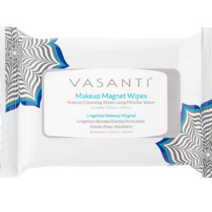 VASANTI Makeup Magnet Wipes - Gentle Facial Makeup Remover Cleansing Wipes with Micellar Water Paraben and Cruelty Free Vegan Friendly