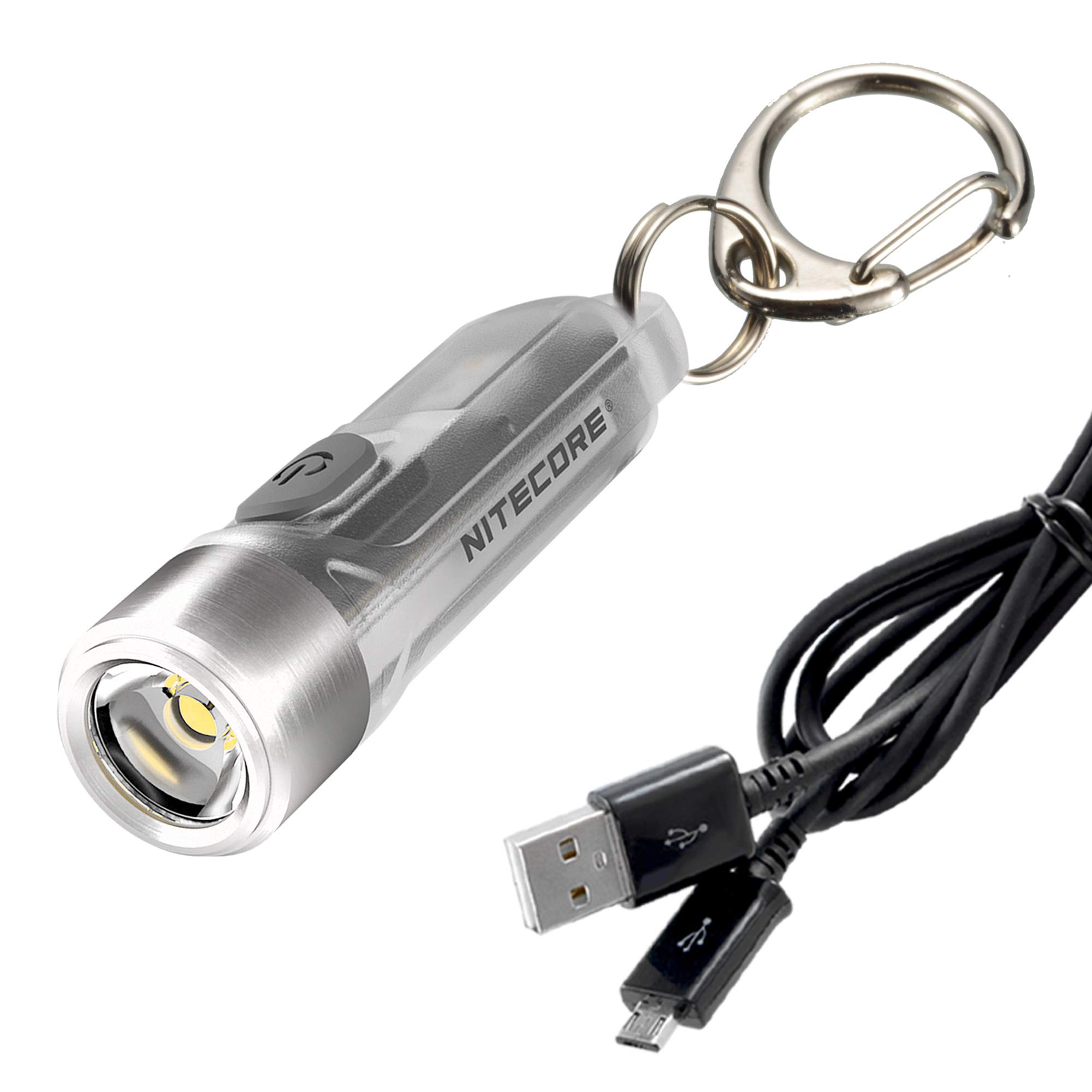 Nitecore Tiki Keychain Flashlight with UV High CRI Lights, 300 Lumens USB Rechargeable and LumenTac Charging Cable