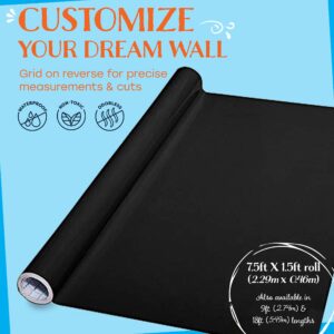 MMFB Black Board Sticker Dry Erase, Chalkboard Wallpaper Stick and Peel Adhesive Roll with 5 Chalks for Wall, Tables, Schools, Home (17.8" X 90.5", 1 Pack)