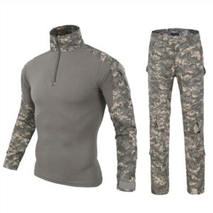 tomitany dxdesign tactical 1/4 zip combat long sleeve t-shirt pants set slim fit hunting military uniform dry quick (xx-large, gray set)