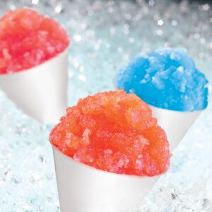 Nostalgia Premium Snow Cone Party Kit, 3 Syrups, Blue Raspberry, Cherry, Cotton Candy, 20 Cups & Spoon Straws