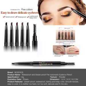 Eyebrow Pencil Gray Double Ended Precision Waterproof Brow Cruelty Free(Gray #5)