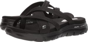 skechers cali women's flex appeal 2.0-start up sport sandal,black/black,8 m us