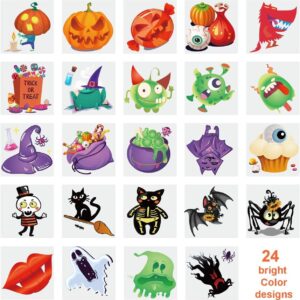 WAVEJOE 180pcs Assorted Halloween Tattoos, 30 Designs Including 36 Glow in The Night Children Tattoos Halloween Trick or Treat Ghost Monster Pumpkin Tattoos