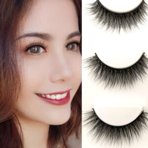 Imported Korea Fiber Faux Mink False Eye lashes Handmade Reusable Long Cross Volume Dramatic Lashes Natural Look Makeup Thick Black Fake EyeLashes