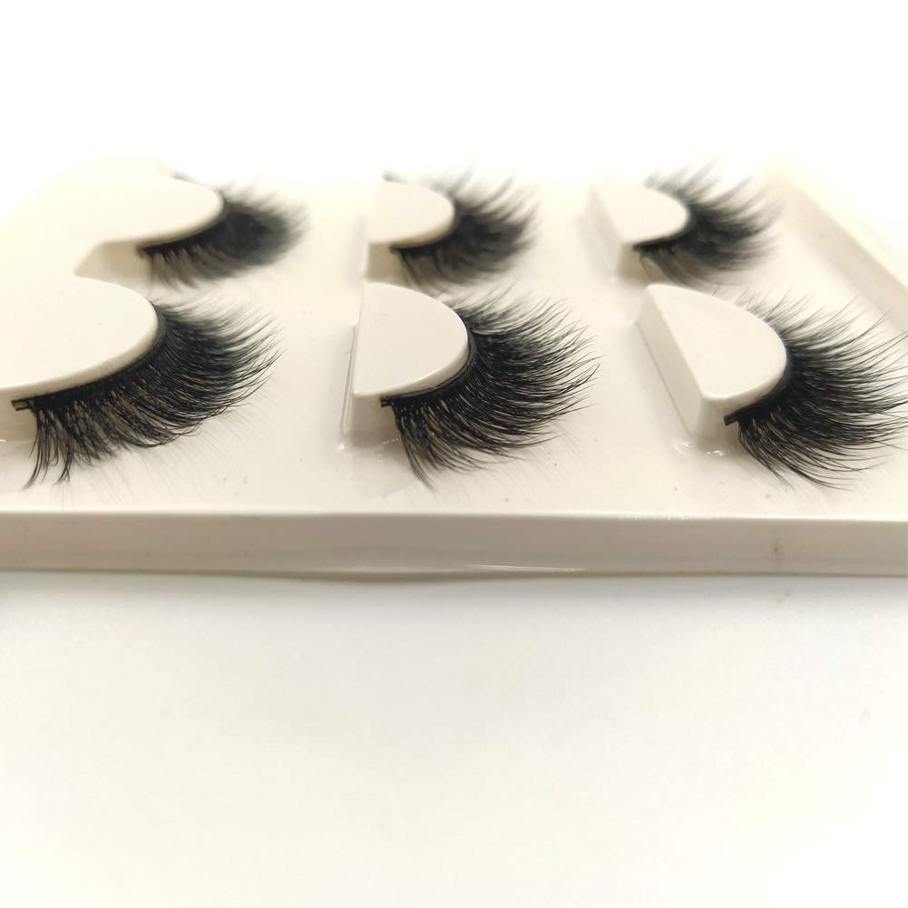 Imported Korea Fiber Faux Mink False Eye lashes Handmade Reusable Long Cross Volume Dramatic Lashes Natural Look Makeup Thick Black Fake EyeLashes