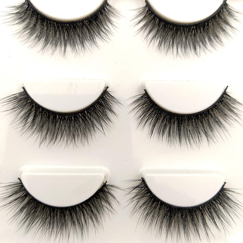 Imported Korea Fiber Faux Mink False Eye lashes Handmade Reusable Long Cross Volume Dramatic Lashes Natural Look Makeup Thick Black Fake EyeLashes