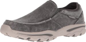 skechers mens relaxed fit-creston-moseco moccasin, charcoal, 11.5 us
