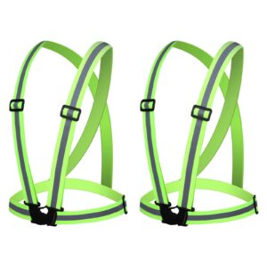 reflective vest, 2-pack reflective gear high visibility suspenders safety lightweight straps with elastic & adjustable holes, 360° hi-vis running vest for running, jogging, hiking, cycling, and more