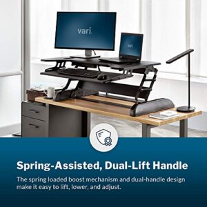 Vari - VariDesk Cube Plus 40 – Two-Tier Cubicle Standing Desk Converter for Dual Monitors – 9 Height Adjustable Settings with Spring-Assisted Lift and Dual Handles – Fully Assembled, Black