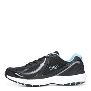 ryka women's dash 3 athletic shoe, black/meteorite/nc blue, 8.5 m us