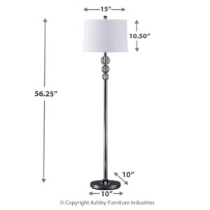 Signature Design by Ashley Joaquin Traditional 56.25" Crystal Accent Floor Lamp, Chrome