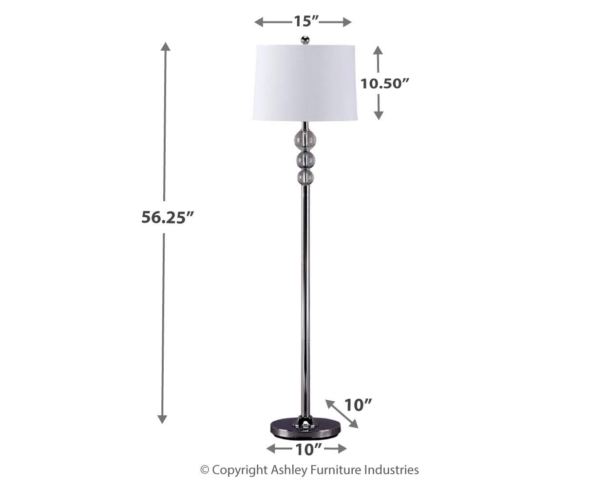 Signature Design by Ashley Joaquin Traditional 56.25" Crystal Accent Floor Lamp, Chrome