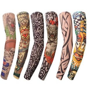 benbilry 6pcs art arm fake tattoo sleeves cover for unisex party cool man woman fashion tattoos & body art temporary waterproof sunscreen nylon kit